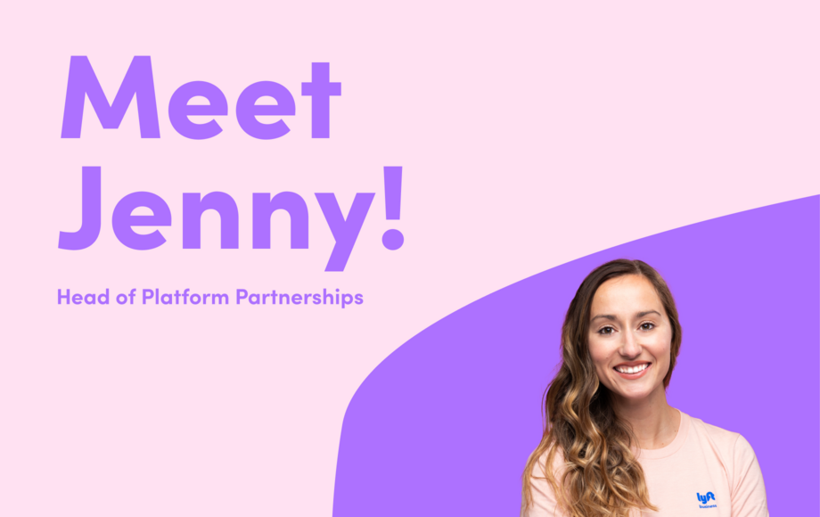 Portrait of Jenny Clemmons with text: Meet Jenny! Head of Platform Partnerships